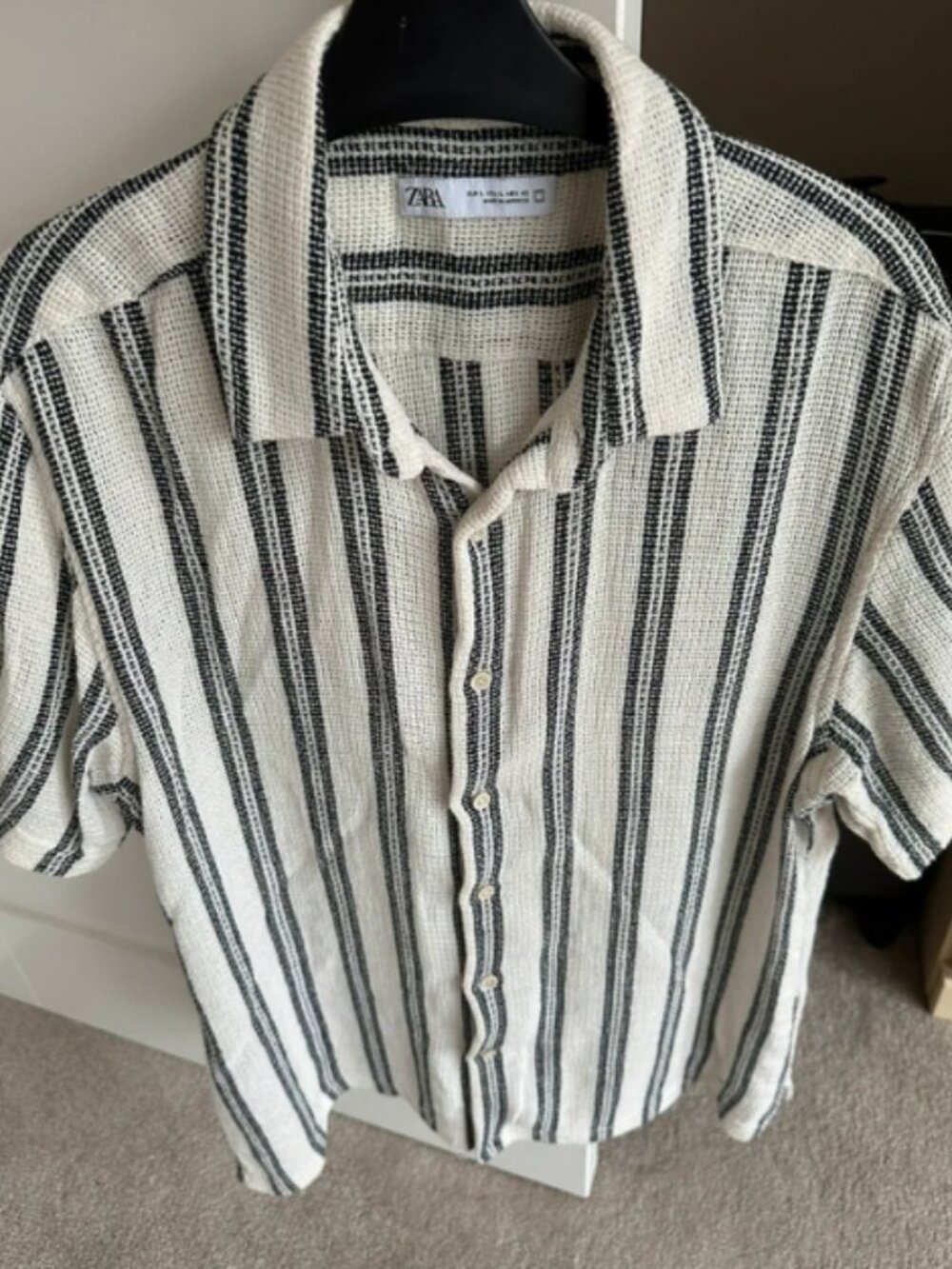 Zara Striped Short‑Sleeve Shirt – Size L